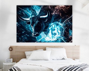 Bull market and Bitcoin symbol - Digital by Poster Art Shop