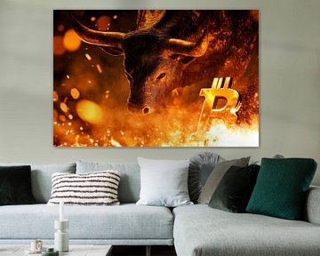 Bull market and Bitcoin - Glowing by Poster Art Shop