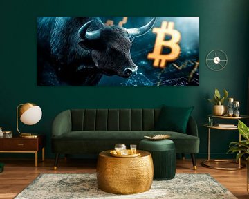 Stiermarkt en Bitcoin - financiële symboliek van Poster Art Shop