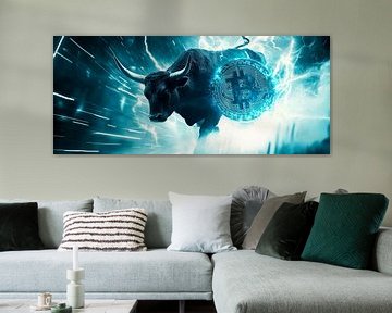 Stierenmotief met Bitcoin - Futuristisch van Poster Art Shop