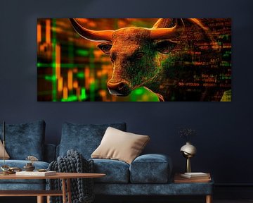 Motif de taureau avec graphiques financiers - Digital sur Poster Art Shop