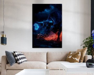 Stierenmotivatie met Bitcoin-logo van Poster Art Shop