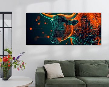 Digital cow with neon effects by Poster Art Shop