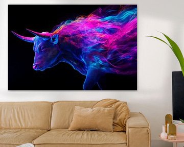 Kleurrijke stier met rookeffecten van Poster Art Shop