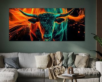 Digitale stier in heldere kleuren van Poster Art Shop
