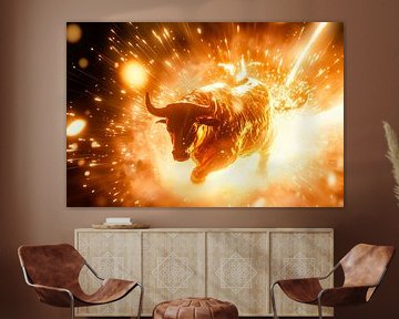 Explosieve stier in beweging - Dramatisch van Poster Art Shop