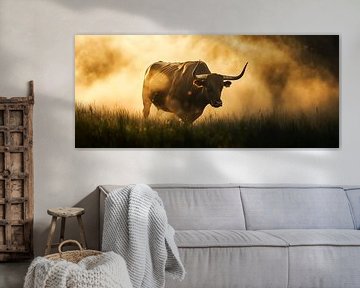 Zwijn in een mistig veld van Poster Art Shop