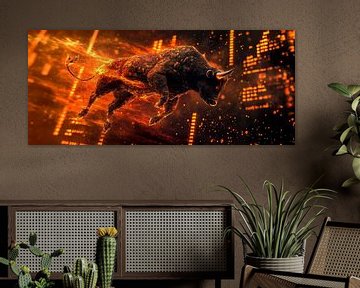 Vlammende stier in beweging - Dynamisch van Poster Art Shop