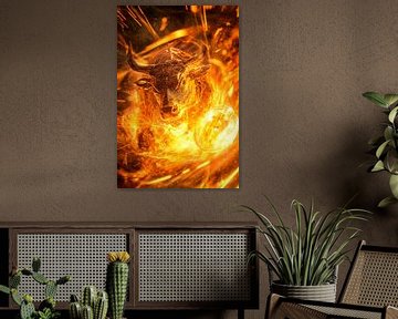 Vurig bullhead-front - dynamisch en krachtig van Poster Art Shop