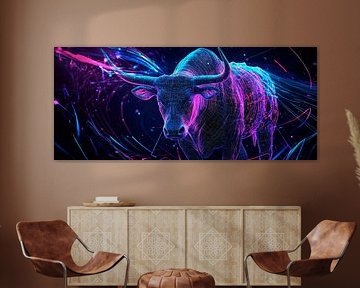 Futuristic bull in neon colours by Poster Art Shop