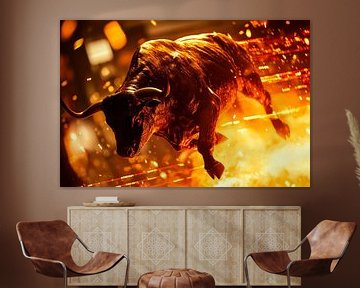 Vlammende stier in beweging - Dramatisch van Poster Art Shop