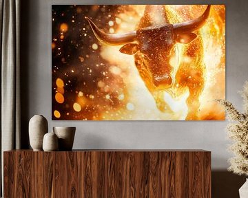 Vlammende stier in beweging - Dynamisch van Poster Art Shop