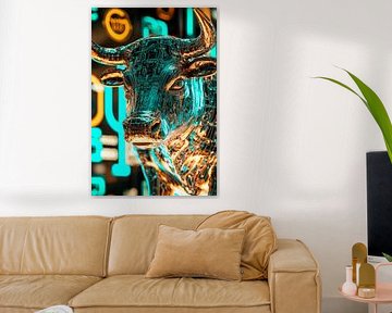 Glass bull with LED background by Poster Art Shop