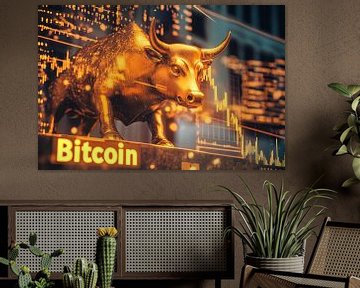 Gouden bullmarkt voor Bitcoin van Poster Art Shop