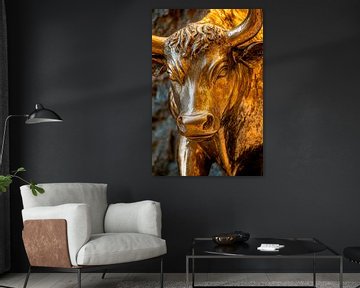 Gouden stier - close-up van Poster Art Shop