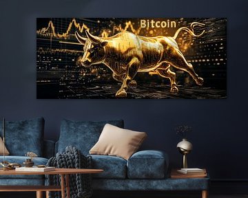 Gouden bullmarkt voor Bitcoin van Poster Art Shop