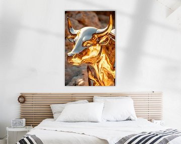 Gouden stierenbeeld - Glanzend en modern van Poster Art Shop