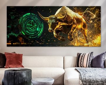 Gouden stier met gegevensanalyse - Futuristisch van Poster Art Shop