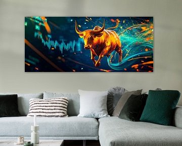 Gouden stier met grafische elementen van Poster Art Shop