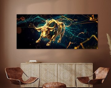 Gouden stier met digitale effecten van Poster Art Shop