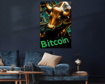 Bulle d'or et symbole Bitcoin sur Poster Art Shop