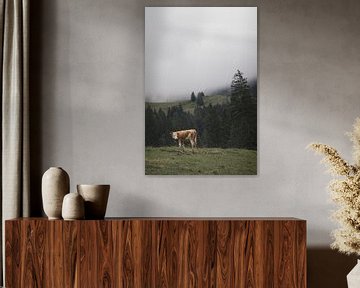 Eenzame koe in de Alpen | Zwitserland | reisfotografie van Laura Dijkslag