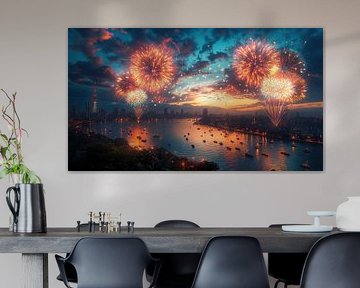 Feuerwerk über dem Stadtbild