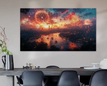 Feuerwerk über dem Stadtbild