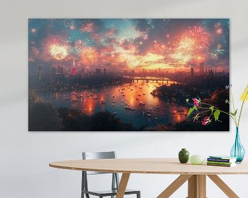 Feuerwerk über dem Stadtbild