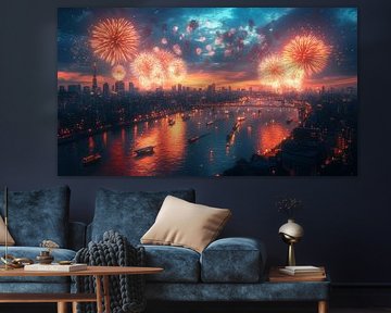 Feuerwerk über dem Stadtbild