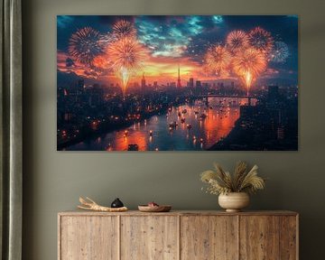 Feuerwerk über dem Stadtbild
