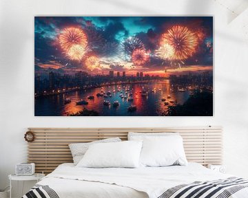Feuerwerk über dem Stadtbild