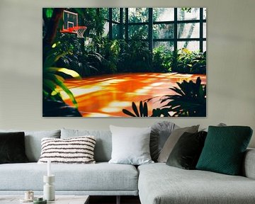Terrain de basket dans la jungle sur Poster Art Shop