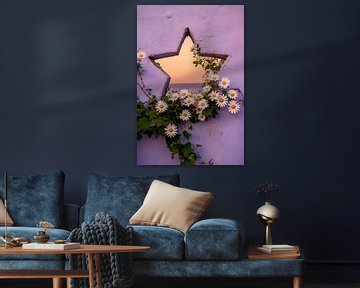 Bloemenframe in stervorm - Romantisch van Poster Art Shop