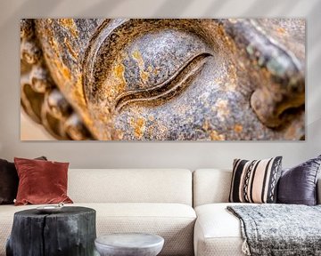 Boeddha oog uitdrukking - Gedetailleerd en rustiek van Poster Art Shop