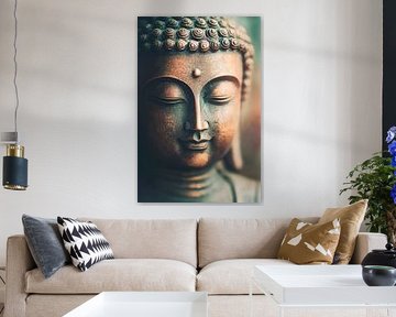 Tête de Bouddha sculptée - Riche en détails sur Poster Art Shop