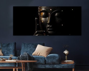 Boeddha beeld in het donker van Poster Art Shop