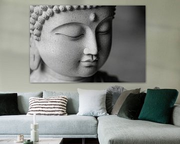 Statue de Bouddha en noir et blanc - gros plan sur Poster Art Shop