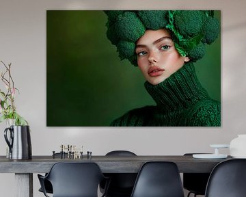 Woman with broccoli hairpiece - Creative by Poster Art Shop