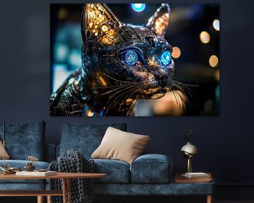 Futuristisch kattenbeeld met LED's van Poster Art Shop