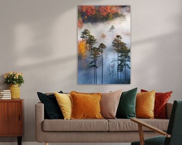 Autumn forest in the fog by Poster Art Shop