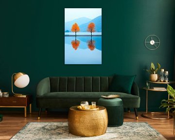 Autumn trees by the lake - reflection by Poster Art Shop