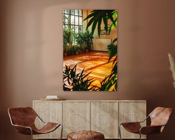 Interieur van een basketbalveld met planten van Poster Art Shop