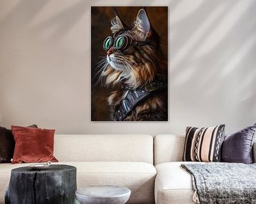 Cat with goggles - steampunk style by Poster Art Shop
