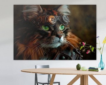Steampunk-style cat portrait by Poster Art Shop