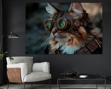 Katze mit Steampunk-Brille – Porträt von Poster Art Shop