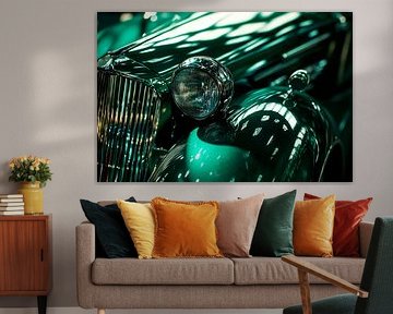 Klassischer grüner Oldtimer – Detailaufnahme von Poster Art Shop
