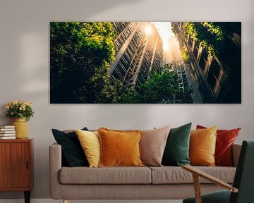 Door licht overspoelde stadsjungle van Poster Art Shop
