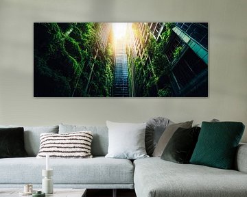 Licht overgoten stadsjungle uitzicht van Poster Art Shop