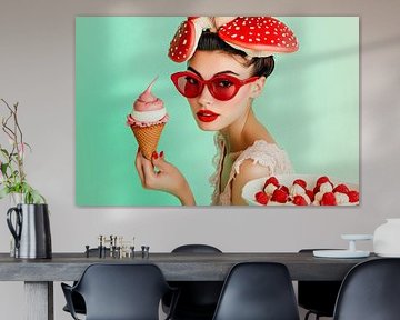 Fashionable ice cream cone with berries by Poster Art Shop
